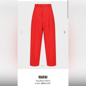 Marni x Uniqlo Red Corduroy High Rise Tapered Leg Pants XXS